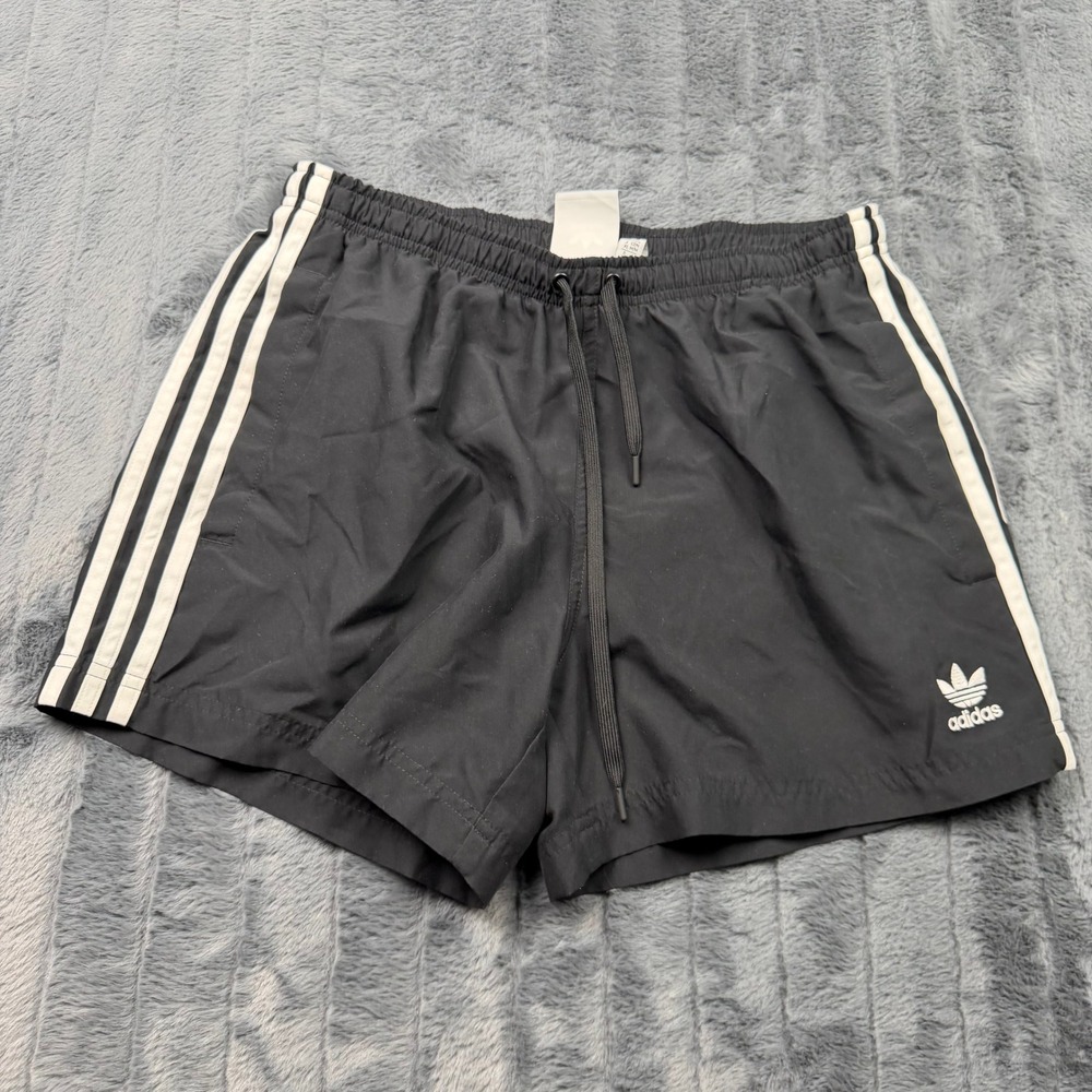 Adidas Originals Mens 3-Stripe Track Shorts Black White Trefoil Logo Size M